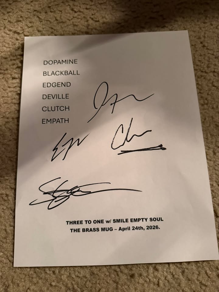 Autographed set list