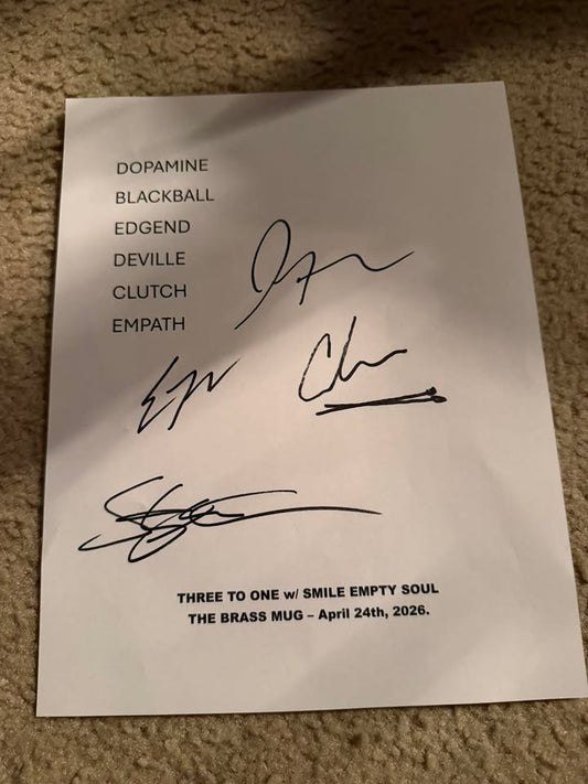 Autographed set list