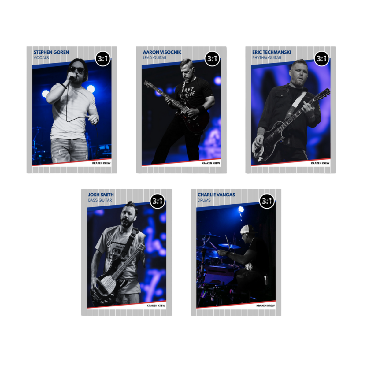 (Autographed) The Official Three To One Trading Cards #1-5 Base Bundle